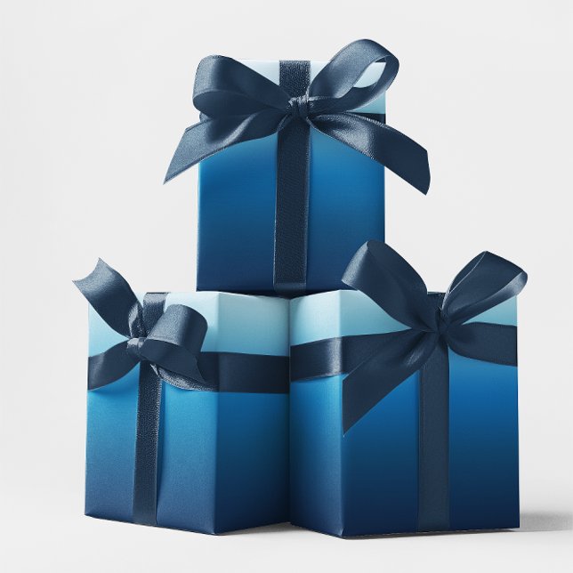 Papier Cadeau Ciel d'Azur à Bleu Océan Ombré (Azure Sky to Ocean Blue Ombre Wrapping Paper)