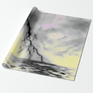 PAPIER CADEAU CIEL DE NUIT AVEC LUMINOSITÉ NOIRE ET LAVAGE JAUNE