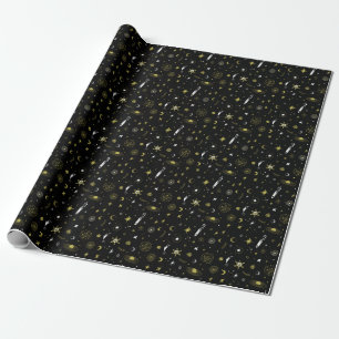 Papier Cadeau Ciel nocturne : motif cosmique sans soudure.