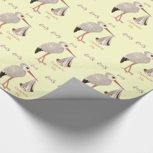 Papier Cadeau Cigogne classique 2 (neutres) (baby shower)