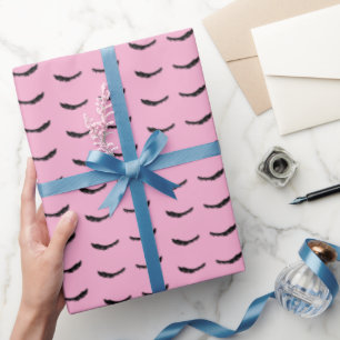Papier Cadeau Cils Glamour Rose Noir Élégant