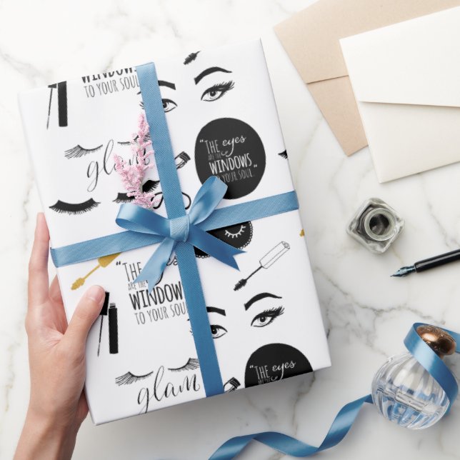 Papier Cadeau Cils Noir Or Glam Anniversaire (Cadeaux)