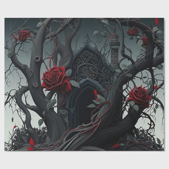 Papier Cadeau Cimetière gothique Jardin Rose (Plat)