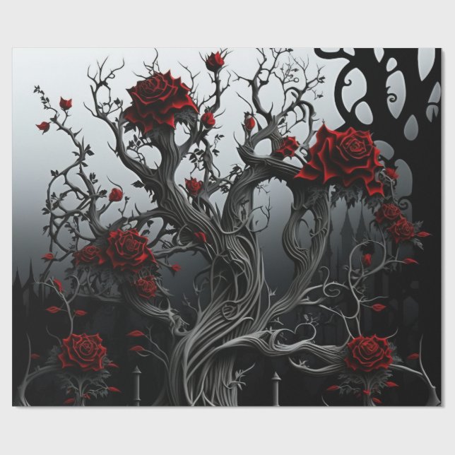 Papier Cadeau Cimetière gothique Jardin Rose (Plat)