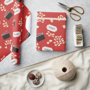 Papier Cadeau Cinéma Popcorn Retro