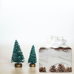 Papier Cadeau Cinq Pinecones Joyeux Noël Bonne année