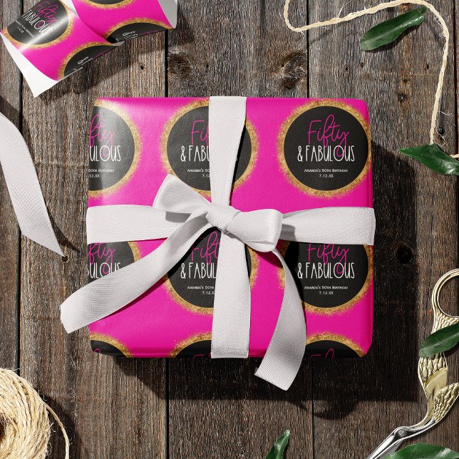 Papier Cadeau Cinquante et fabuleux 50e anniversaire avec texte  (Créateur téléchargé)