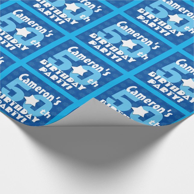 Papier Cadeau cinquantième Nom fait sur commande B25Z d'étoiles (Coin)