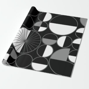 Papier Cadeau Circles Halves Black Gray