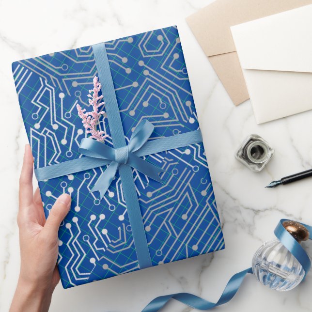 Papier Cadeau Circuit connecté A.b Bleu BG (Cadeaux)