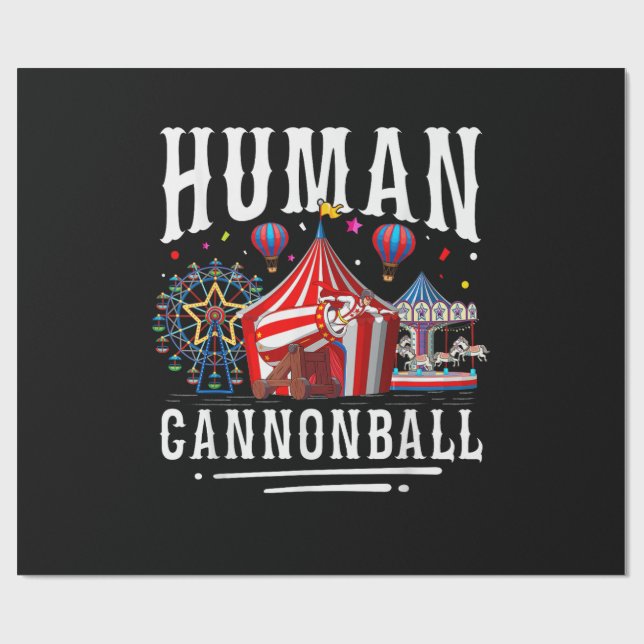 Papier Cadeau Cirque Carnaval Boulet de Canon Humain (Plat)