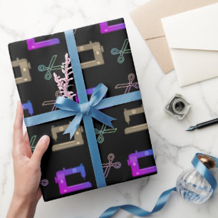 Papier Cadeau Ciseaux de machine à coudre Elegant Black Tailor