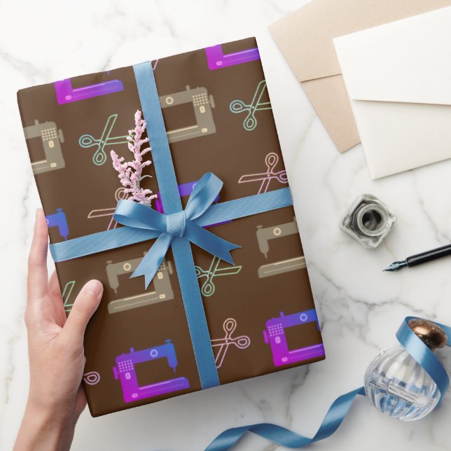 Papier Cadeau Ciseaux de machine à coudre Elegant Brown Tailor (Cadeaux)