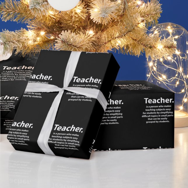 Papier Cadeau Citation d'appréciation pour enseignant en noir et (Vacances)