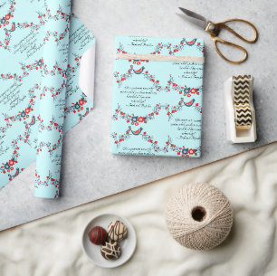 Papier Cadeau Citation de Jane Austen, Orgueil et Préjugés Flora