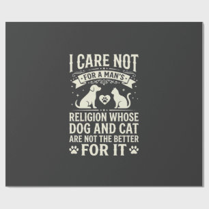 Papier Cadeau Citation de la religion du chien et du chat