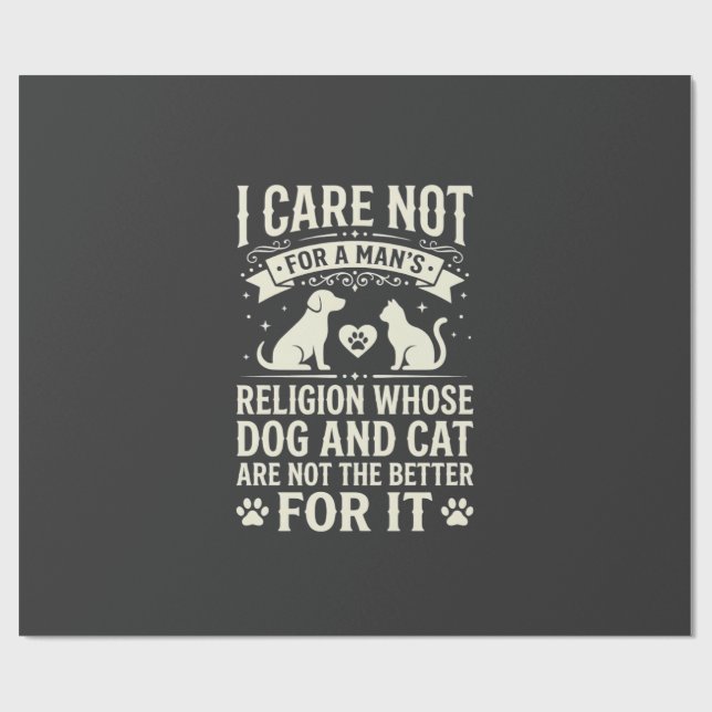 Papier Cadeau Citation de la religion du chien et du chat (Plat)