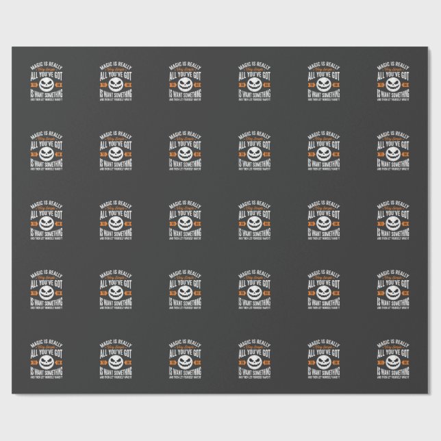 Papier Cadeau Citation de magie d'Halloween Design de visage de  (Plat)