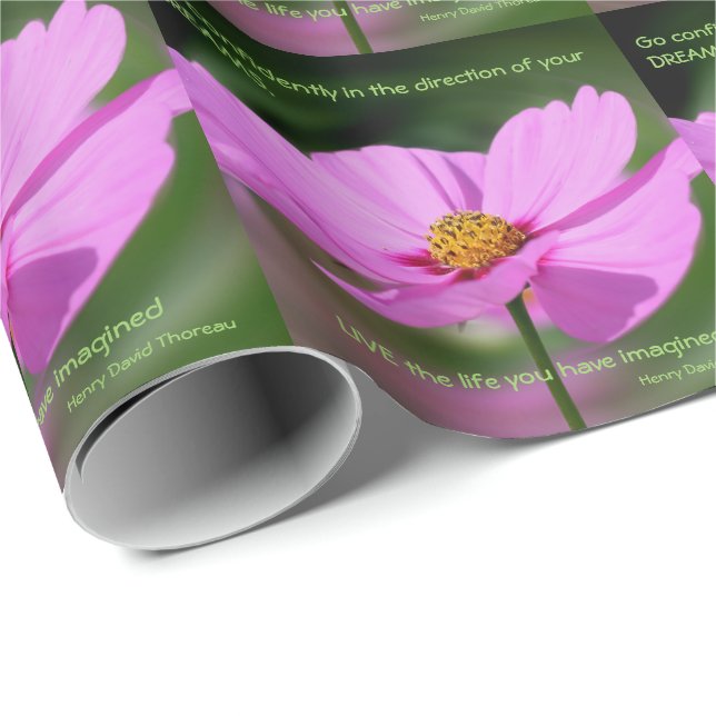Papier Cadeau Citation Dreams Cosmos Flower Inspirational (Coin rond)