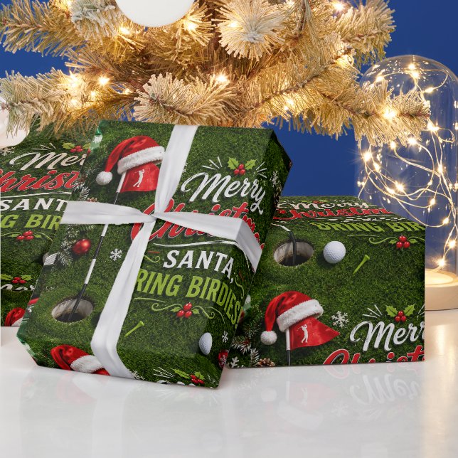 Papier Cadeau Citation drôle de Noël de golf sur gazon vert (Vacances)
