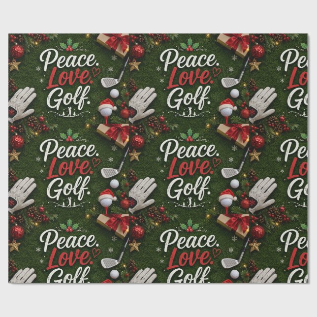 Papier Cadeau Citation drôle de Noël de golf sur gazon vert (Plat)