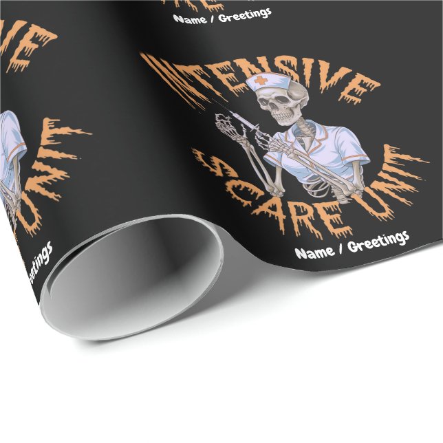 Papier Cadeau Citation drôle d'infirmière Halloween Intensive Sc (Coin rond)