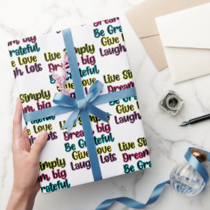 Papier Cadeau Citation Motivante Vivre Simplement Rêver Donner A