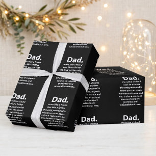 Papier Cadeau Citation Papa Papa Anniversaire Noir et Blanc