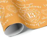 Papier Cadeau Citrine mariage anniversaire 13 ans d'amour<br><div class="desc">Citrine célébrant 13 ans d'amour anniversaire papier d'emballage. Simple contour de la ligne d'effet de pierre de coeur graphique orange et blanc 13ème Mariage papier d'emballage Anniversaire. Customisez avec vos propres noms de treizième anniversaire mariage et le mariage de et à des années. Le 13e anniversaire du mariage est associé...</div>
