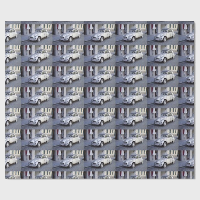 Papier Cadeau Citroën 2 CV blanche (Plat)