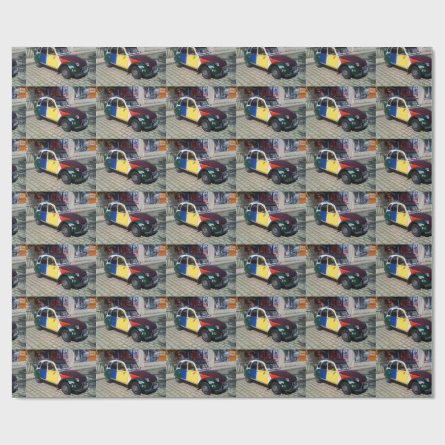 Papier Cadeau Citroën 2 CV coloré (Plat)