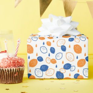 Papier Cadeau Citron bleu et orange Motif Jouer sur le thème des
