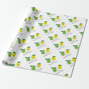 Papier Cadeau Citron et chaux Meilleurs amis BFF Lemon Art Besoi