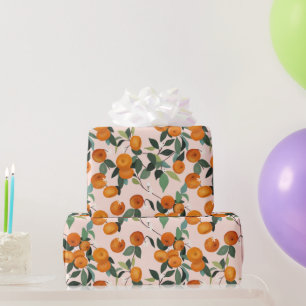 Papier Cadeau Citron et Motif d'agrumes orange