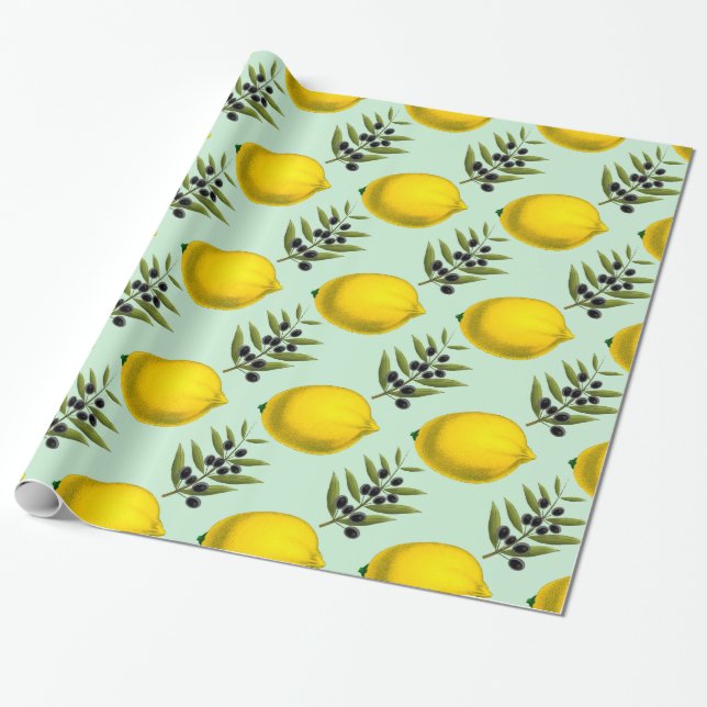 Papier Cadeau Citron et olives Pour toujours (Déroulé)