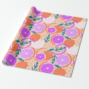 Papier Cadeau Citron ludique et limonade rose pétillante