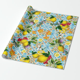 Papier Cadeau Citron sicilien et carrelage vintage motif