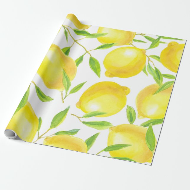Papier Cadeau Citrons et motif feuille (Déroulé)