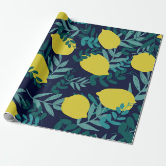 Papier Cadeau Citrons et motifs feuille