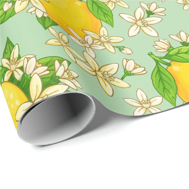 Papier Cadeau citrons jaunes (Coin rond)