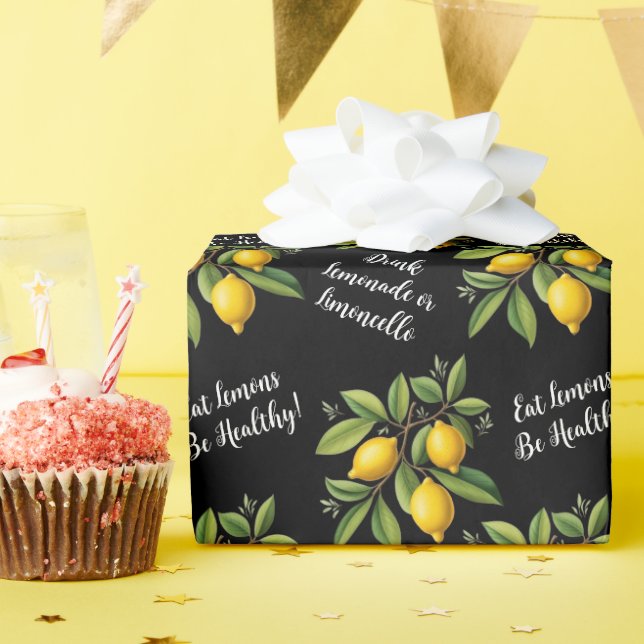 Papier Cadeau Citrons vintages Lemonade Texte personnalisé sain (Fête d'anniversaire)
