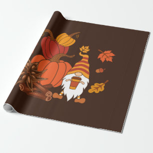 Papier Cadeau Citrouille, anis étoilé, bâtonnets de cannelle,