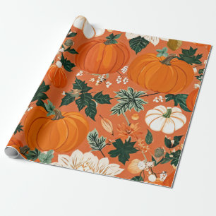 Papier Cadeau Citrouille Aquarelle Automne & Action de grâce