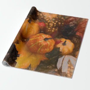 Papier Cadeau Citrouille Automne Brûlé Orange Vintage Art antiqu