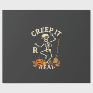 Papier Cadeau Citrouille Balai de squelette dansant Creep It Rea