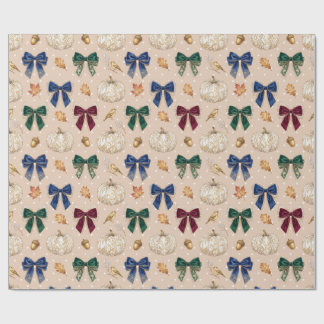 Papier Cadeau Citrouille blanche vintage et rubans de velours Em