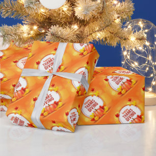 Papier Cadeau Citrouille Bon thanksgiving d'or