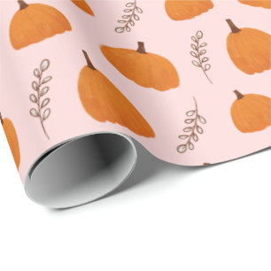 Papier Cadeau Citrouille d'automne Motif rose
