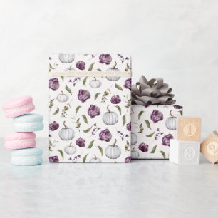 Papier Cadeau Citrouille de fleurs violet automne Motif