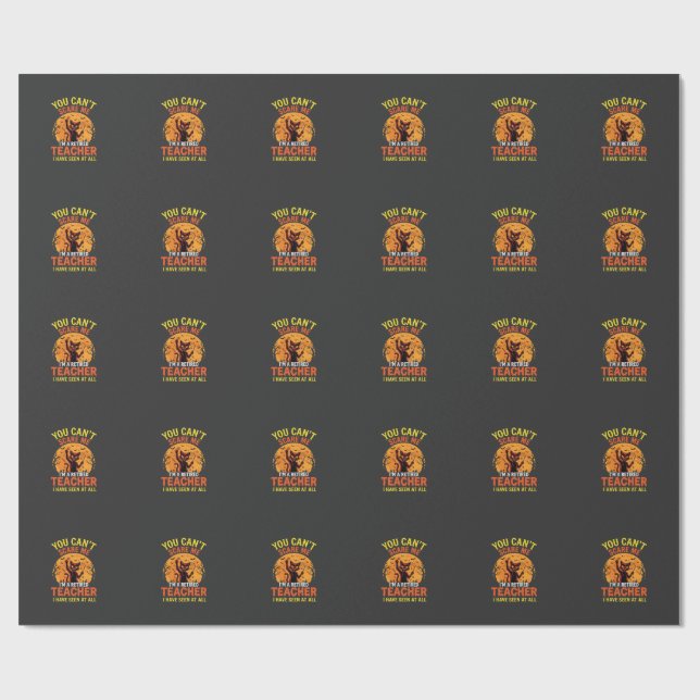 Papier Cadeau Citrouille de Halloween pour enseignant retraité D (Plat)